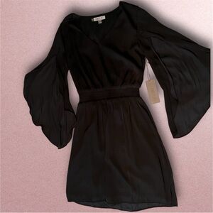 Jennifer Lopez Black Mini Dress with Bell Sleeves